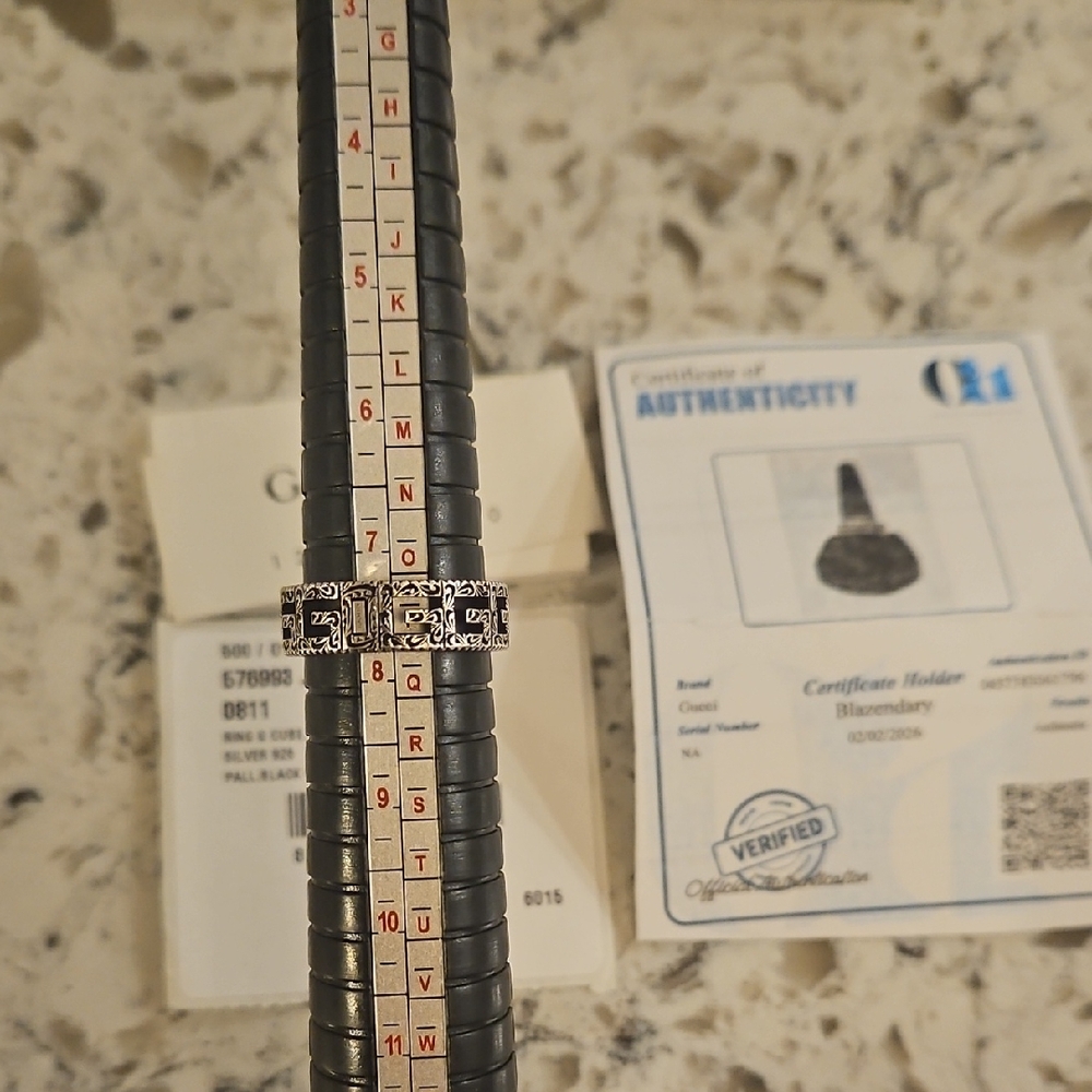 GUCCI 925 Silver Ring with Intricate Design With COA